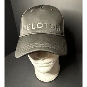 Peloton Cycling Hat Black Embossed Logo Adjustable Red Strap One Size